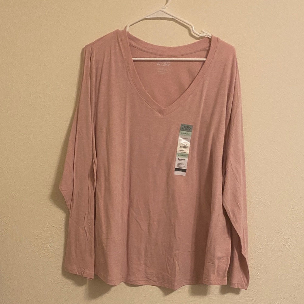 No Boundaries Mauve V-Neck Long Sleeve Top
